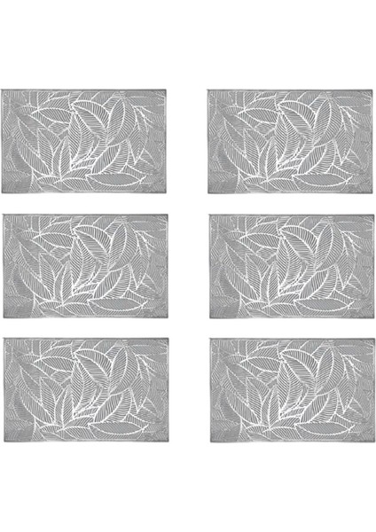 6 Adet Dikdörtgen Yapraklar Yalıtılmış Placemats Üst Düzey Otel Yemek Restoran Masası Mat Dekorasyon Içi Boş Placemat A (Yurt Dışından)