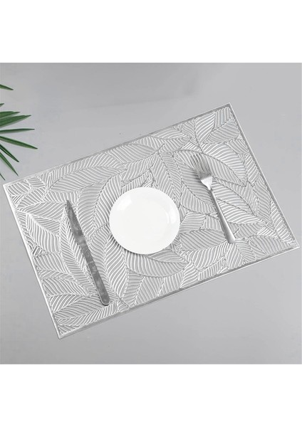 6 Adet Dikdörtgen Yapraklar Yalıtılmış Placemats Üst Düzey Otel Yemek Restoran Masası Mat Dekorasyon Içi Boş Placemat A (Yurt Dışından) modelleri
