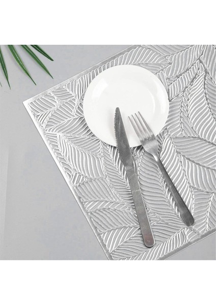 6 Adet Dikdörtgen Yapraklar Yalıtılmış Placemats Üst Düzey Otel Yemek Restoran Masası Mat Dekorasyon Içi Boş Placemat A (Yurt Dışından) fırsatları
