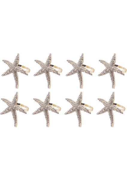 8 Paket Kristal Denizyıldızı Peçete Yüzükleri, Rinestone Peçete Halka Düğün Partisi Için Peçete Tutucular, Plaj Masası Dekoru (Yurt Dışından)