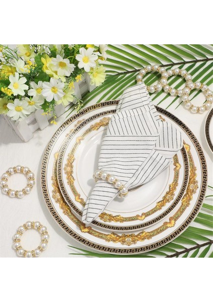 50 Adet Peçete Halkaları Taklidi Inci Boncuklu Peçete Halkaları Elastik Rhinestone Serviette Halkaları Masa Partisi Süslemeleri (Yurt Dışından) modelleri