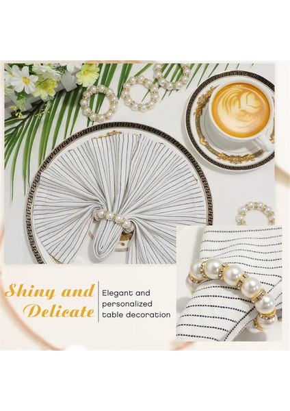 50 Adet Peçete Halkaları Taklidi Inci Boncuklu Peçete Halkaları Elastik Rhinestone Serviette Halkaları Masa Partisi Süslemeleri (Yurt Dışından) fırsatları