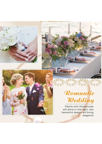 50 Adet Peçete Halkaları Taklidi Inci Boncuklu Peçete Halkaları Elastik Rhinestone Serviette Halkaları Masa Partisi Süslemeleri (Yurt Dışından) indirimleri