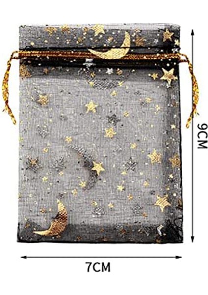 100 Adet Ay Yıldız Organze Takı Şeker Torbaları, 2.7x3.5 Inç Şeffaf Organze Lehine Çantalar Hediye Torbası Renkle: Siyah (Yurt Dışından) fırsatları