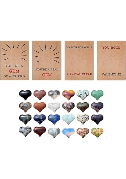 Sevgililer Günü Tebrik Kartı 24 Paket El Yapımı Tebrik Kartları Sevgililer Kartları Kalp Şekli Taşları (Yurt Dışından)