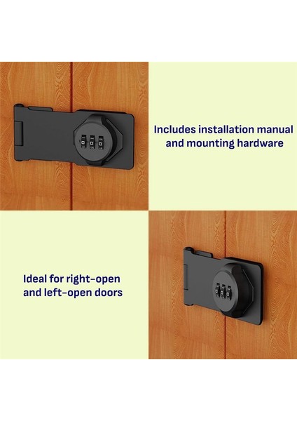 Anahtarsız Kombinasyon Kilidi -3 Hanlı Kabin Kapıları Için Kilit Kiliti -Şifre Kodu ile Twist Knob Hasp Mandal Kilidi (Yurt Dışından) modelleri