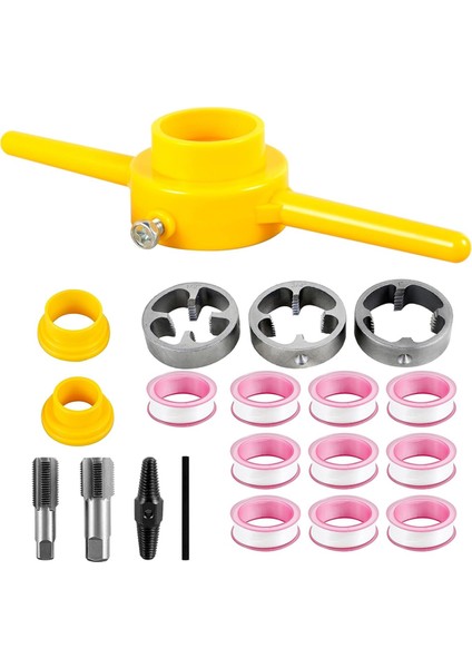 Pvc Iplik Maker Aracı, Boru Threader Sıhhi Tesisat Aracı Kiti, Npt 3 Dıes 1/2ınch 3/4inch ve 1inch ile Tap &amp; Die Seti (Yurt Dışından)