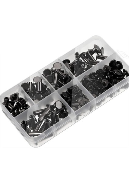 90SETS Chicago Vidalar Kiti, 6 Boyutlar Vidalı Perçinler Metal Metal Chicago Bağlayıcı Vidalar Dıy Onarım Deri El Sanat Kemeri Siyah Grey (Yurt Dışından)