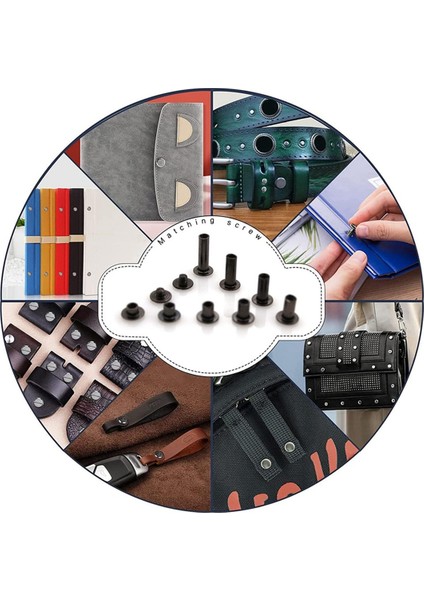 90SETS Chicago Vidalar Kiti, 6 Boyutlar Vidalı Perçinler Metal Metal Chicago Bağlayıcı Vidalar Dıy Onarım Deri El Sanat Kemeri Siyah Grey (Yurt Dışından) fırsatları