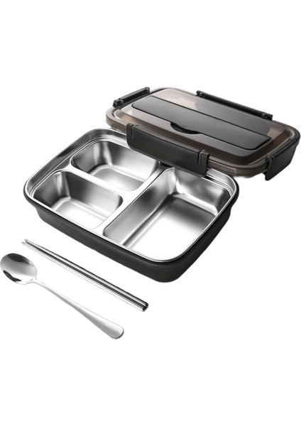 Öğrenciler ve Ofis Çalışanları Için Kolay Temizlik Konteyneri, 3 Bölmeli 3 Bölmeli Sızdırmaz Paslanmaz Çelik Öğle Yemeği Kutusu (Yurt Dışından)