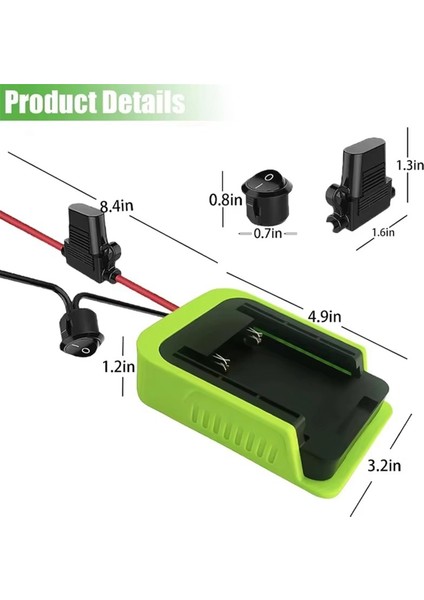Ryobi 40V Lityum Pil Güç Tekerlek Adaptör Dönüştürücü Adaptörü Sigorta ve Anahtarlı Dıy Rc Araç Oyuncakları Için 14 Awg Telli (Yurt Dışından) modelleri