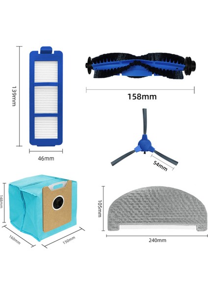 Eufy G40 Hibrid / Hibrid+ Ana Yan Fırça Hepa Filtre Paspas Pedleri Toz Torbası Yedek Yedek Parçalar Aksesuarları A (Yurt Dışından) modelleri