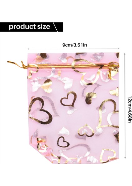 100 Adet 9X12CM Kalp Baskılı Pembe Organze Çantaları Mücevher Torbası Çantaları Organze Brawstring Torbaları Düğün Iyilikleri Şeker Hediye Çantaları (Yurt Dışından)