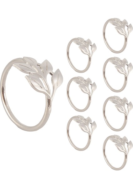 8pcs Yaprak Peçete Yüzükleri Metal Gümüş Peçete Tutucu Masa Peçete Yüzükleri Yemek Masa Partileri Her Gün (Yurt Dışından)