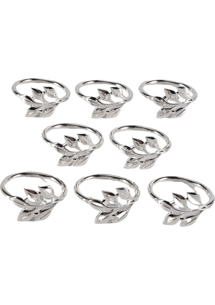 8pcs Yaprak Peçete Yüzükleri Metal Gümüş Peçete Tutucu Masa Peçete Yüzükleri Yemek Masa Partileri Her Gün (Yurt Dışından) fiyatları