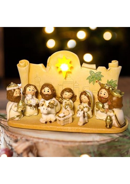 Doğuş Seti Versiyonu - 10 Parça Dini Yönetici Sahne Reçine Sevimli Versiyon Ev Dekor Masası Seti Süsleme Süslemeleri (Yurt Dışından) fiyatları