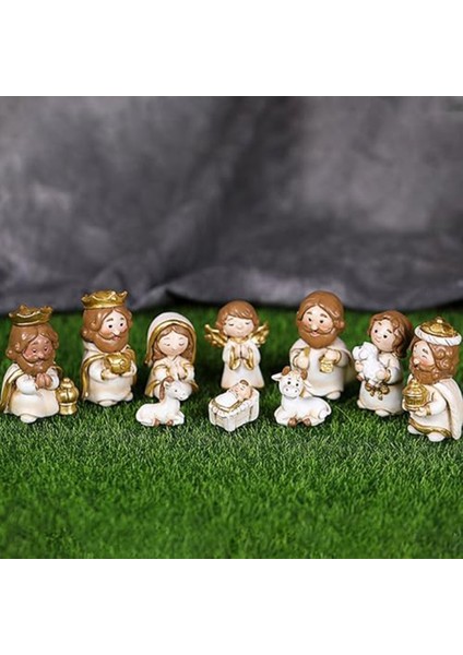 Doğuş Seti Versiyonu - 10 Parça Dini Yönetici Sahne Reçine Sevimli Versiyon Ev Dekor Masası Seti Süsleme Süslemeleri (Yurt Dışından) modelleri