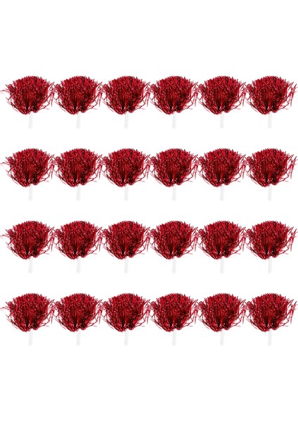 24PCS Amigo Pom Pom Poms Metalik Folyo Tezahürat Pom Pom Poms Plastik Saplı Yetişkinler Için Ponpon Kızlar Parti Kırmızı (Yurt Dışından)