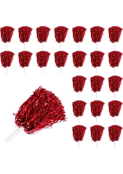24PCS Amigo Pom Pom Poms Metalik Folyo Tezahürat Pom Pom Poms Plastik Saplı Yetişkinler Için Ponpon Kızlar Parti Kırmızı (Yurt Dışından) modelleri