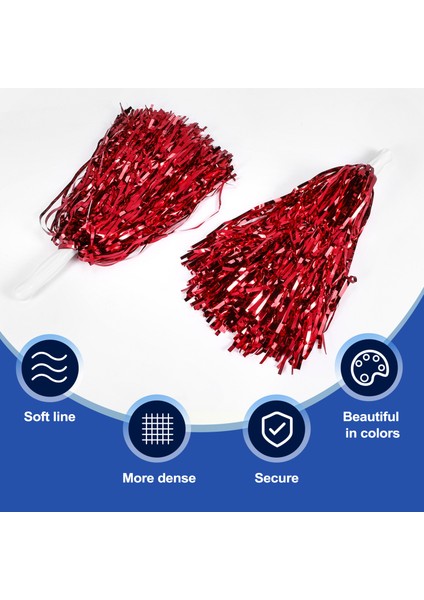 24PCS Amigo Pom Pom Poms Metalik Folyo Tezahürat Pom Pom Poms Plastik Saplı Yetişkinler Için Ponpon Kızlar Parti Kırmızı (Yurt Dışından) fırsatları