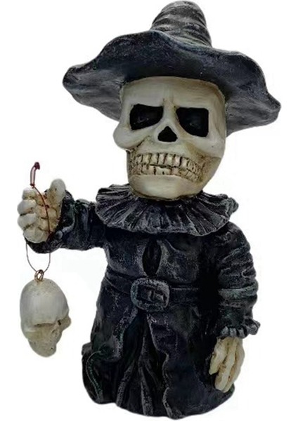 Sihirbaz Şapkası Dekorasyon Iskeleti Figürler Serin Heykel Kafatası Cadılar Bayramı Kafatası Ev Dekor Için Korkunç Süslemeler (Yurt Dışından)