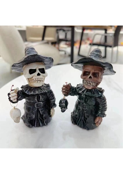Sihirbaz Şapkası Dekorasyon Iskeleti Figürler Serin Heykel Kafatası Cadılar Bayramı Kafatası Ev Dekor Için Korkunç Süslemeler (Yurt Dışından) fiyatları