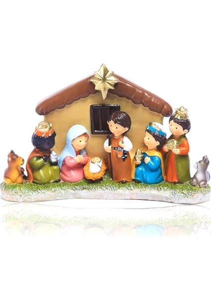 Mini Doğuş Seti, LED Işıklı Iç Mekan Doğuş Sahnesi 1 Yama Yapma Creche ve 8 Figür Heykeli Içerir (Yurt Dışından)