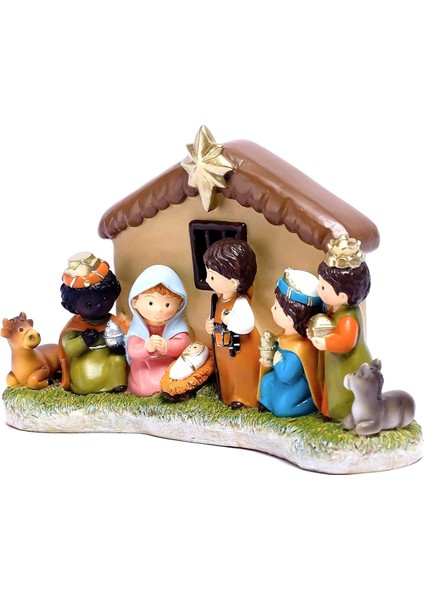 Mini Doğuş Seti, LED Işıklı Iç Mekan Doğuş Sahnesi 1 Yama Yapma Creche ve 8 Figür Heykeli Içerir (Yurt Dışından) fırsatları