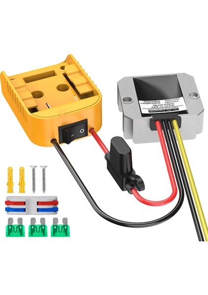 Dewalt Dcb Serisi 18V/20V Lityum Pil Adaptörü + Dc-Dc Sigortalı Adım Aygıtı (12V, 10A, 120W) Sigorta (Yurt Dışından)