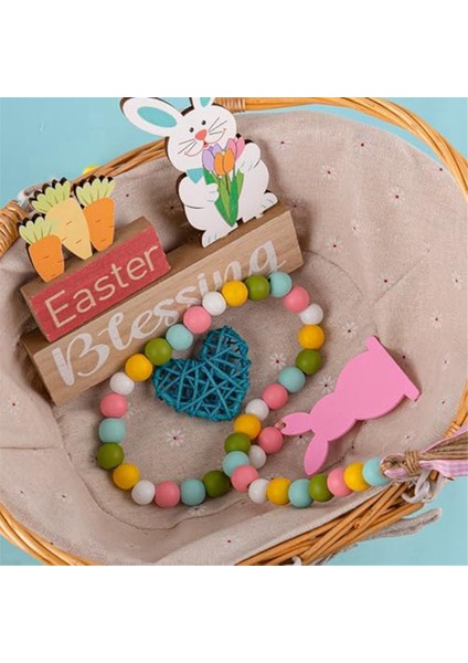 Paskalya Ahşap Boncuk Çelenk, Pembe Tavşan Bahar Ahşap Boncuklar Tassel, Ahşap Boncuklu Paskalya Boho Dekor (Yurt Dışından) fırsatları