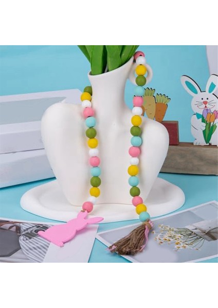 Paskalya Ahşap Boncuk Çelenk, Pembe Tavşan Bahar Ahşap Boncuklar Tassel, Ahşap Boncuklu Paskalya Boho Dekor (Yurt Dışından) indirimleri
