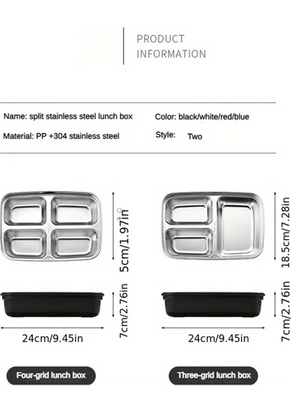 Öğrenciler ve Ofis Çalışanları Için Kolay Temizlik Konteyneri, 3 Bölmeli 3 Bölmeli Sızdırmaz Paslanmaz Çelik Öğle Yemeği Kutusu (Yurt Dışından) modelleri