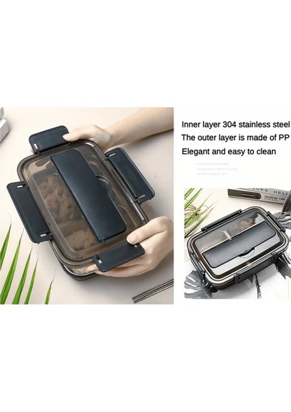 Öğrenciler ve Ofis Çalışanları Için Kolay Temizlik Konteyneri, 3 Bölmeli 3 Bölmeli Sızdırmaz Paslanmaz Çelik Öğle Yemeği Kutusu (Yurt Dışından) fırsatları