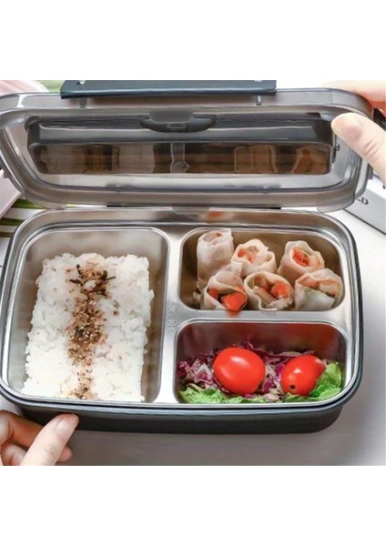 Öğrenciler ve Ofis Çalışanları Için Kolay Temizlik Konteyneri, 3 Bölmeli 3 Bölmeli Sızdırmaz Paslanmaz Çelik Öğle Yemeği Kutusu (Yurt Dışından) indirimleri