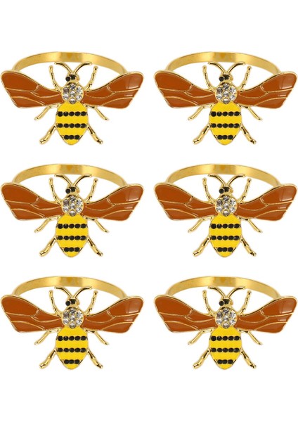6pcs Sarı Arı Tasarım Metal Peçete Halkası Havlu Tepe Arı Peçete Tutucu Düğün Partisi Tatil Otel Masa Dekorasyonu (Yurt Dışından)