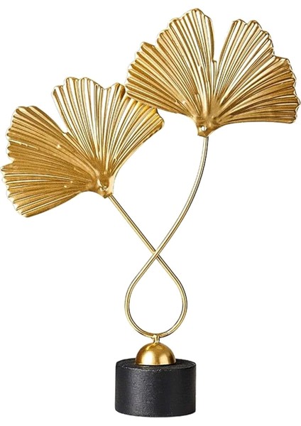 Ev Dekoru Demir Altın Ginkgo Yaprak Süsleri 2 Yaprak ve Taban Modern Basit Masa Heykel (Yurt Dışından)