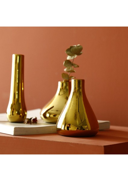 Nordic Home Office Masaüstü Dekorasyon Lüks Vazo Kaplamalı Altın Vazo Kuru Çiçek Vazo Seramik Vazo Modern Mini Vazo C (Yurt Dışından) modelleri