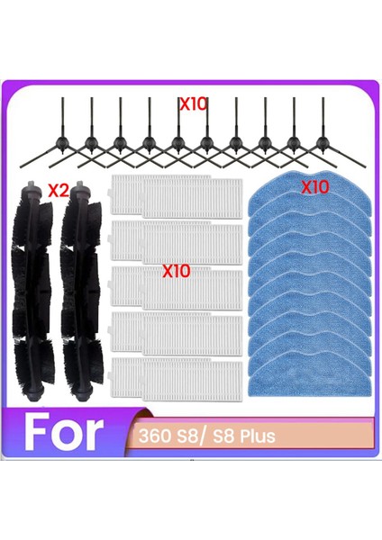 32PCS Fırça Filtresi ve Paspas Bezi 360 S8 S8PLUS Için (Yurt Dışından)