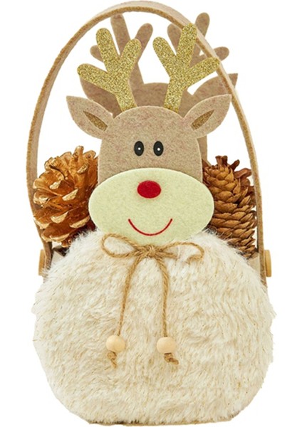 Noel Şeker Çantası Ren Geyiği Çanta Kış Hediyeleri Şeker Elma-Bag-Elk Tasarım Malzemeleri Noel Kış Beyaz (Yurt Dışından)
