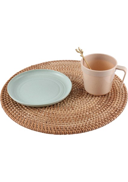 3 Adet El Yapımı Yuvarlak Doğal Rattan Placemat Çiftlik Evi Yuvarlak Hasır Placemats Yemek Masası, Düğün, Partiler, Barbekü, Vb. (Yurt Dışından)
