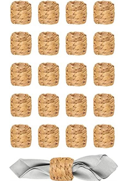 20PCS Yuvarlak Dokuma Peçete Yüzükleri, Doğal Su Sümbül Tarafından Hasır Peçete Yüzüğü, El Yapımı Peçete Tutucu (Yurt Dışından) fiyatları