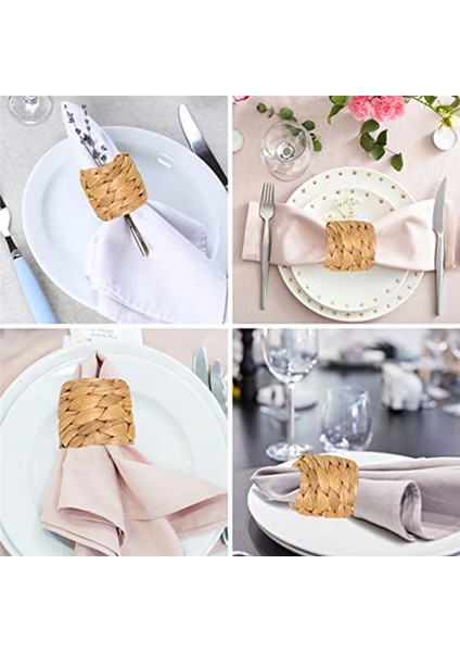 20PCS Yuvarlak Dokuma Peçete Yüzükleri, Doğal Su Sümbül Tarafından Hasır Peçete Yüzüğü, El Yapımı Peçete Tutucu (Yurt Dışından) modelleri