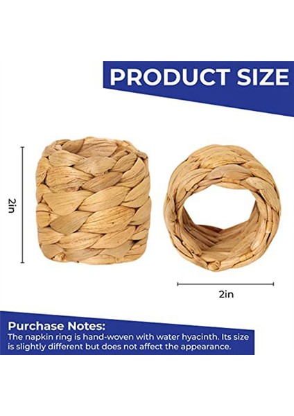 20PCS Yuvarlak Dokuma Peçete Yüzükleri, Doğal Su Sümbül Tarafından Hasır Peçete Yüzüğü, El Yapımı Peçete Tutucu (Yurt Dışından) indirimleri