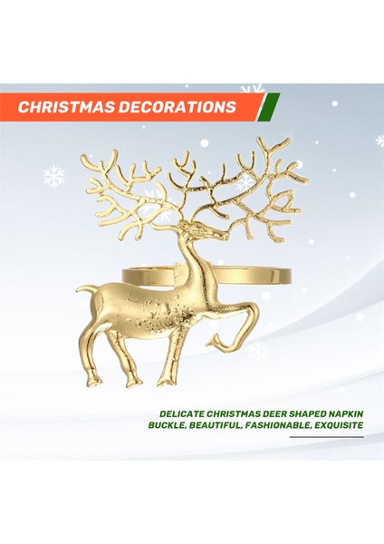 Noel Dekorasyonları Altın Peçete Yüzüğü Dayanıklı Hassas Geyik Restoran Için Noel Partisi Yemek (Yurt Dışından) fırsatları