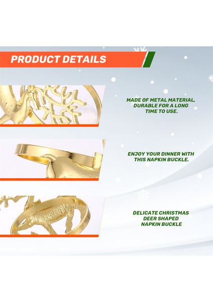 Noel Dekorasyonları Altın Peçete Yüzüğü Dayanıklı Hassas Geyik Restoran Için Noel Partisi Yemek (Yurt Dışından) indirimleri