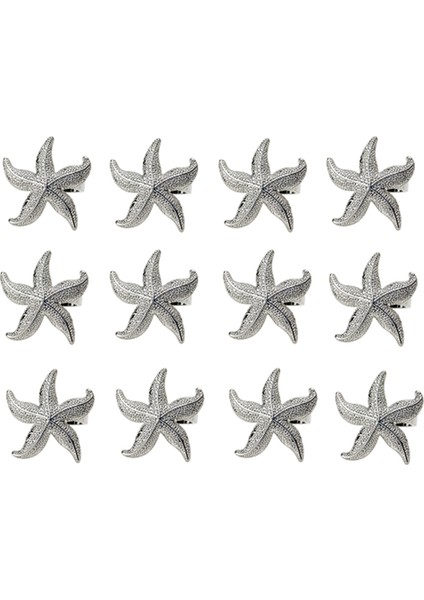 Deniz Yıldızı Peçete Halkaları 12 Gümüş Denizci Yaz Düğün Partisi Plaj Masası Dekoru (Yurt Dışından)