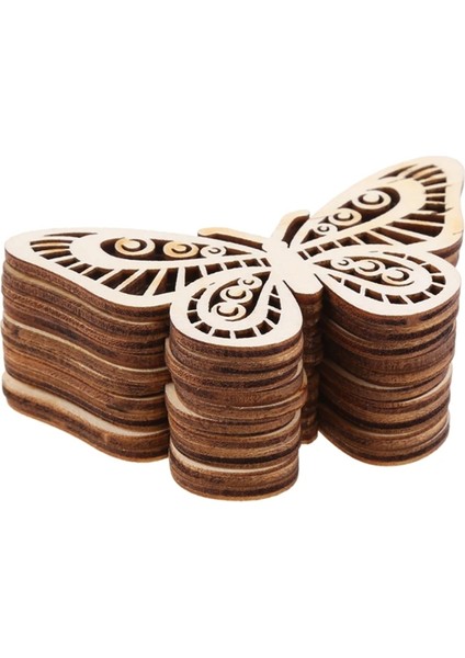 60PCS Kesilmiş Kelebek Süslemesi Ahşap Zanaat Düğün Dekor Ahşap Içi Boş Kelebek Ahşap Kolye (Yurt Dışından)