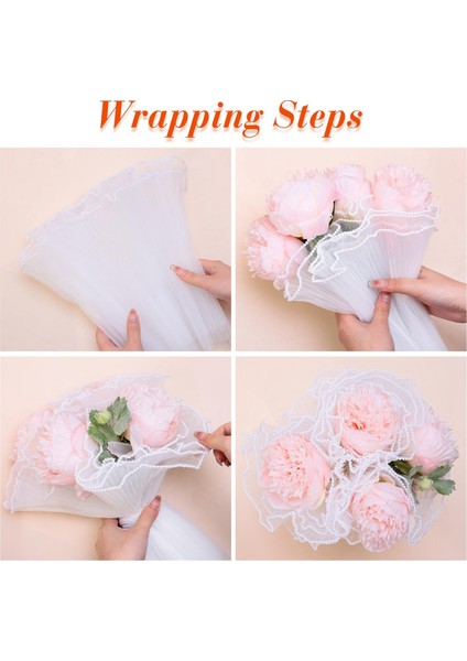 3pcs Buket Sarma Kağıdı, Her Inci Kenar Çiçek Ambalaj Kumaşı Için 11 Inç x 4.5 Yarda, (Beyaz) (Yurt Dışından) indirimleri