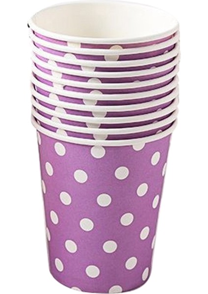 Paket 10 250 ml Kağıt Bardak - Polka Dot Tasarımı - Yaz Barbekü Partisi Tek Kullanımlık Sofra Takımı - Renk Moru (Yurt Dışından) fırsatları