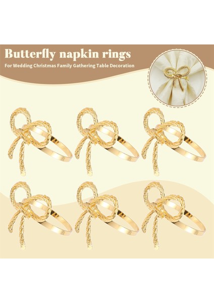 Kelebek Peçeteleri Halkalar Seti 6, Düğün Noel Ailesi Toplama Masa Dekorasyonu Için Altın Peçete Yüzük Tutucu. (Yurt Dışından) fırsatları